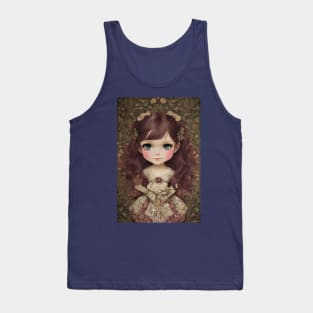 Cute Adorable Vintage Style Chibi Kawaii Girl Art Tank Top